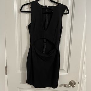 Black deep cut out mini dress